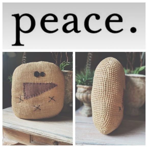 Primitive Tea-dyed Rustic Snowman Pillow - Picture 2 of 8